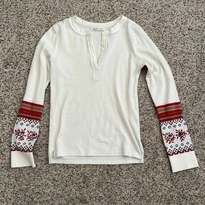 HOLIDAY Free People waffle knit Henley